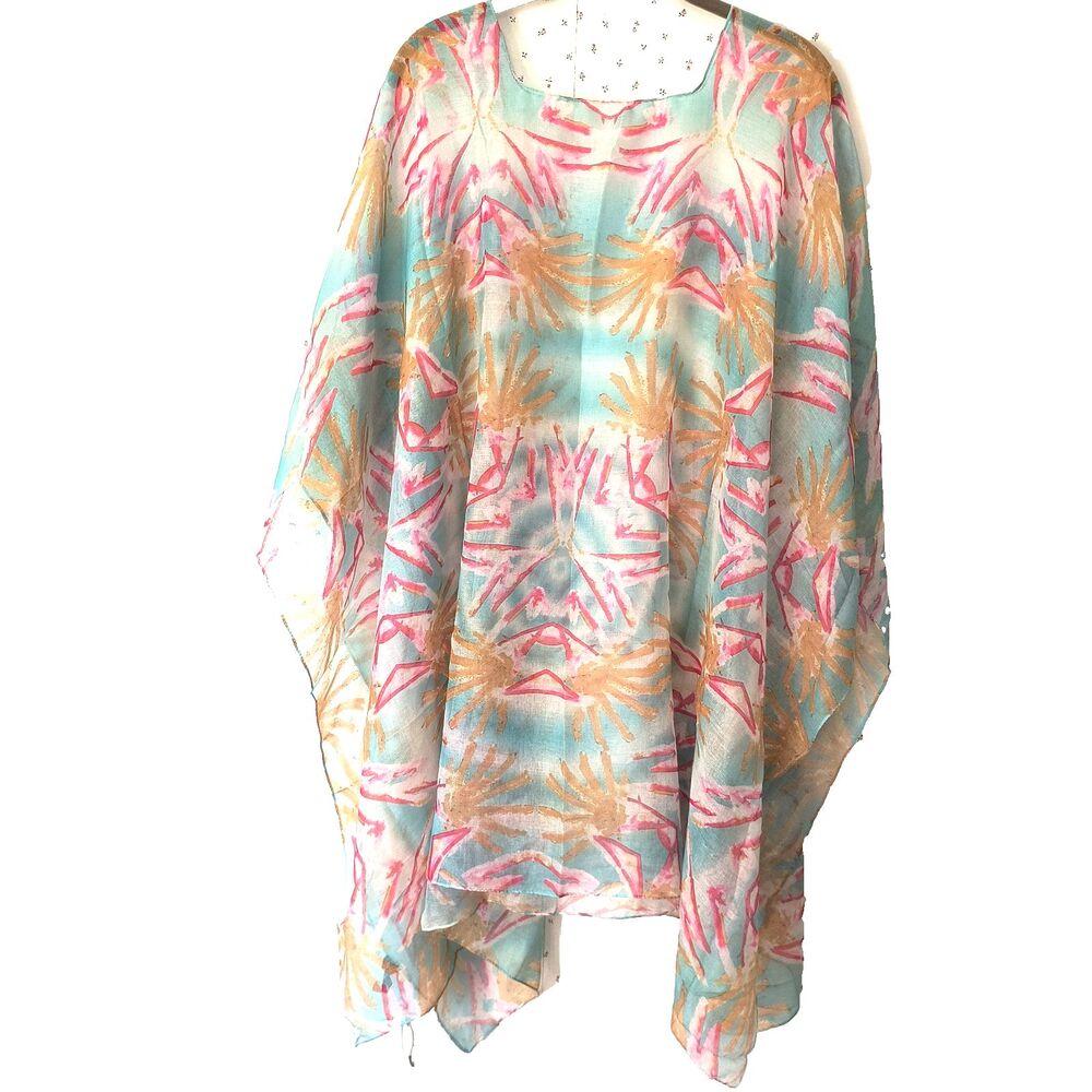 Bed Head X TIGI Swim Cover-up NEW Multicolor 1-Size Sheer Caftan Pool Cruise